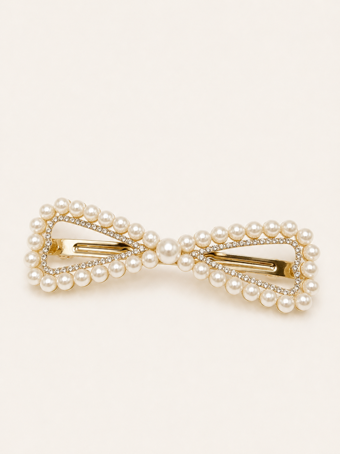 Pearl Outline Bow Barrette-Sparkle