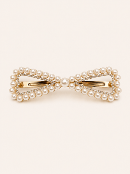 Pearl Outline Bow Barrette-Sparkle