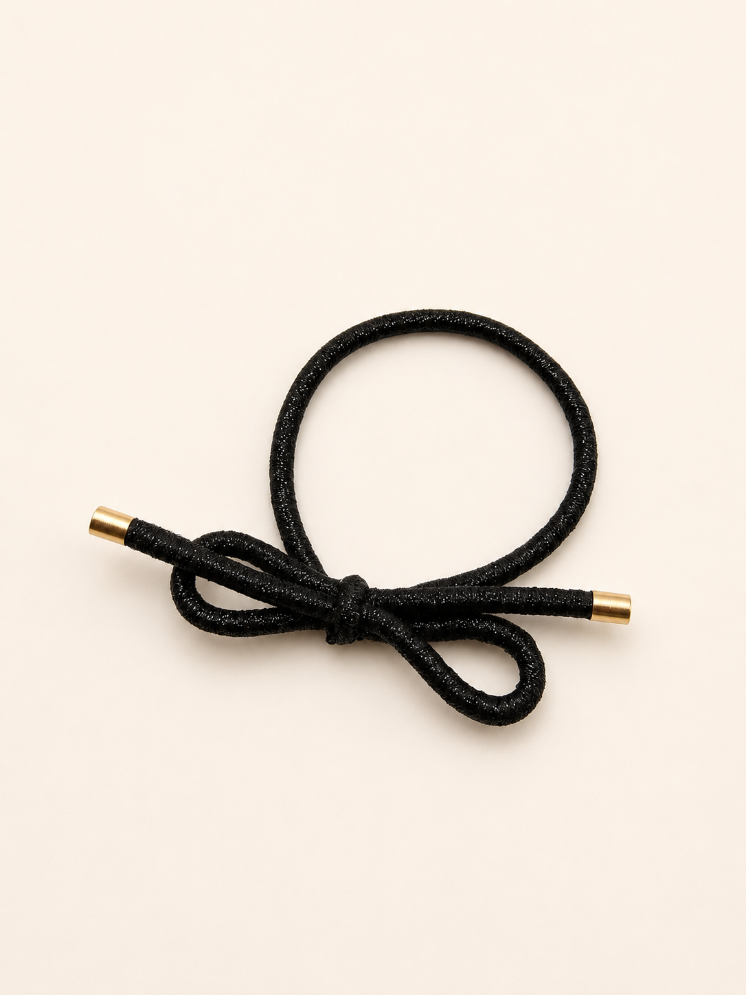 Gold Tip Shimmer Bow Hair Tie