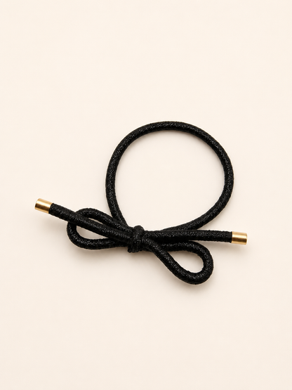 Gold Tip Shimmer Bow Hair Tie