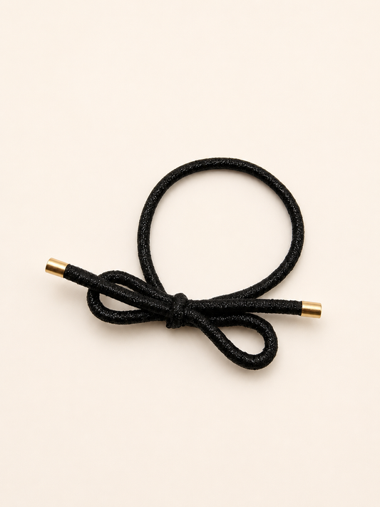 Gold Tip Shimmer Bow Hair Tie